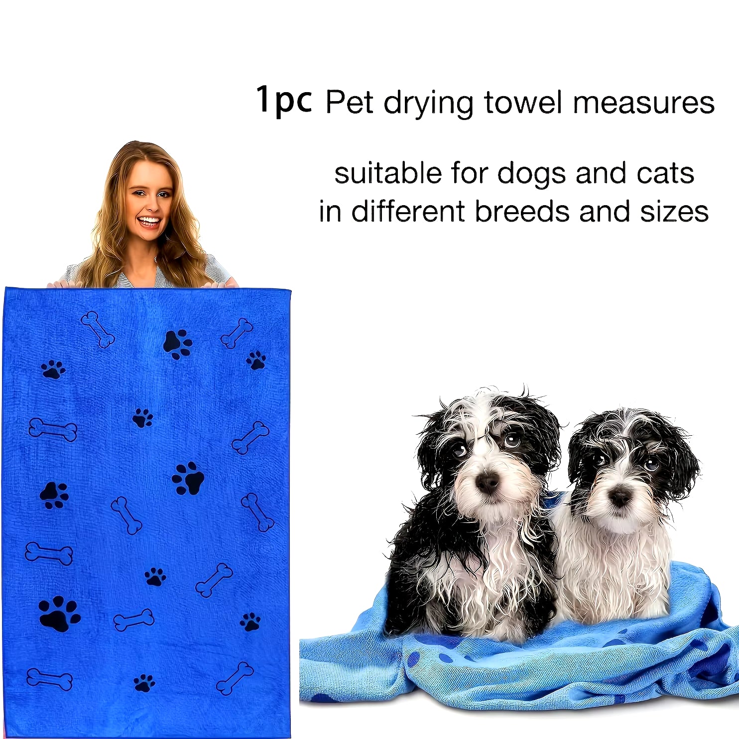 1Pc Quick-Drying Microfiber Dog Towel Absorbent Pet Bath Product Fiber Quick-Drying Bath Towel Car Wiping Cloth Pet Supplies