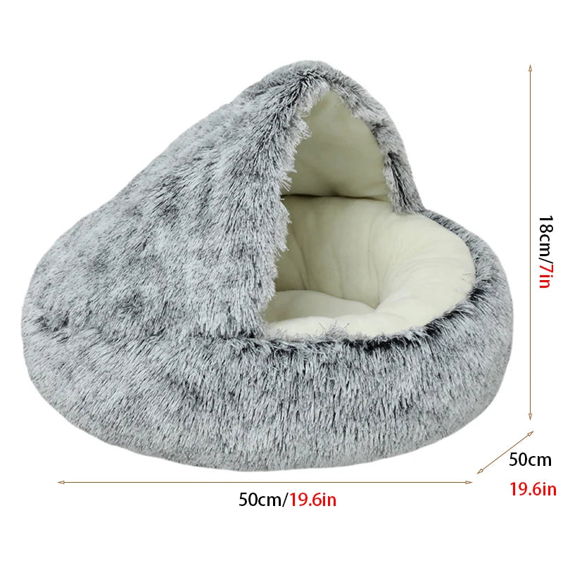 Soft Plush Pet Bed with Cover round Cat Bed Pet Mattress Warm Cat Dog 2 in 1 Sleeping Nest for Small Dogs Winter Pet Stuff